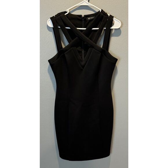 Guess Black Strappy Bodycon Dress Women's 10 - Picture 1 of 4